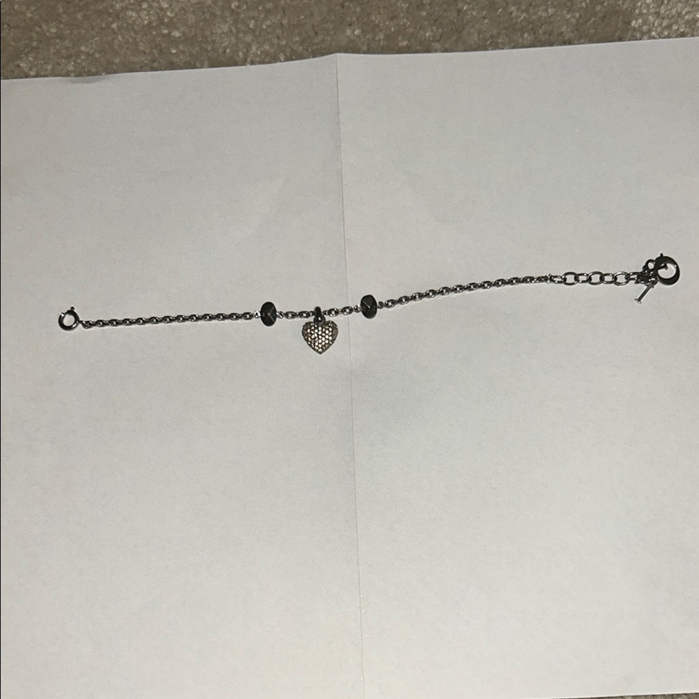 Dior Silver Heart Charm Bracelet